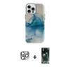 MARSİLYAN™- iPhone 16 Pro Max Kılıf Ufuk Doku Prime - Siyah 360 Mat Full Body Arka Koruyucu + Pers Alüminyum Kamera Lens - GI
