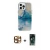 MARSİLYAN™- iPhone 16 Pro Max Kılıf Ufuk Doku Prime - Siyah 360 Mat Full Body Arka Koruyucu + Pers Alüminyum Kamera Lens - CLTM