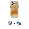 MARSİLYAN™- iPhone 16 Pro Max Kılıf Ufuk Doku Prime - Siyah 3D Antistatik Cam Ekran Koruyucu + Pers Alüminyum Kamera Lens - GI