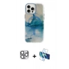 MARSİLYAN™- iPhone 16 Pro Max Kılıf Ufuk Doku Prime - Siyah 3D Antistatik Cam Ekran Koruyucu + Pers Alüminyum Kamera Lens - GI