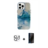 MARSİLYAN™- iPhone 16 Pro Max Kılıf Ufuk Doku Prime - Siyah 3D Antistatik Hayalet Cam Ekran Koruyucu + Pers Alüminyum Kamera Lens - GS