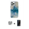 MARSİLYAN™- iPhone 16 Pro Max Kılıf Ufuk Doku Prime - Siyah 3D Antistatik Hayalet Cam Ekran Koruyucu + Pers Alüminyum Kamera Lens - GI