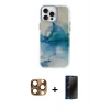 MARSİLYAN™- iPhone 16 Pro Max Kılıf Ufuk Doku Prime - Siyah 3D Antistatik Hayalet Cam Ekran Koruyucu + Pers Alüminyum Kamera Lens - CLTM