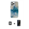 MARSİLYAN™- iPhone 16 Pro Max Kılıf Ufuk Doku Prime - Siyah 3D Antistatik Hayalet Cam Ekran Koruyucu + PVD Metal Kamera Lens - SH