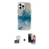 MARSİLYAN™- iPhone 16 Pro Max Kılıf Ufuk Doku Prime - Siyah 3D Antistatik Mat Seramik Nano Ekran Koruyucu + Bilvis Titan Kamera Lens - TMGI