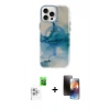 MARSİLYAN™- iPhone 16 Pro Max Kılıf Ufuk Doku Prime - Siyah 3D Antistatik Mat Seramik Nano Ekran Koruyucu + Raze Metal Kamera Lens - BZ