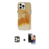 MARSİLYAN™- iPhone 16 Pro Max Kılıf Ufuk Doku Prime - Siyah 3D Antistatik Mat Seramik Nano Ekran Koruyucu + PVD Metal Kamera Lens - GD