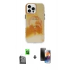 MARSİLYAN™- iPhone 16 Pro Max Kılıf Ufuk Doku Prime - Siyah 3D Antistatik Mat Seramik Nano Ekran Koruyucu + Raze Metal Kamera Lens - SH