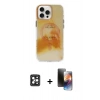 MARSİLYAN™- iPhone 16 Pro Max Kılıf Ufuk Doku Prime - Siyah 3D Antistatik Mat Seramik Nano Ekran Koruyucu + PVD Metal Kamera Lens - SH