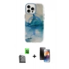 MARSİLYAN™- iPhone 16 Pro Max Kılıf Ufuk Doku Prime - Siyah 3D Antistatik Mat Seramik Nano Ekran Koruyucu + Raze Metal Kamera Lens - SH