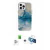 MARSİLYAN™- iPhone 16 Pro Max Kılıf Ufuk Doku Prime - Siyah 3D Antistatik Seramik Nano Ekran Koruyucu + Raze Metal Kamera Lens - BZ