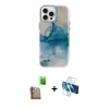 MARSİLYAN™- iPhone 16 Pro Max Kılıf Ufuk Doku Prime - Siyah 3D Antistatik Seramik Nano Ekran Koruyucu + Çöl Titanyum Raze Metal Kamera Lens