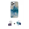 MARSİLYAN™- iPhone 16 Pro Max Kılıf Ufuk Doku Prime - Siyah 3D Antistatik Seramik Nano Ekran Koruyucu + Gümüş Bilvis Titan Kamera Lens