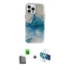 MARSİLYAN™- iPhone 16 Pro Max Kılıf Ufuk Doku Prime - Siyah 3D Antistatik Seramik Nano Ekran Koruyucu + Raze Metal Kamera Lens - SH