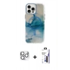 MARSİLYAN™- iPhone 16 Pro Max Kılıf Ufuk Doku Prime - Siyah Bilvis 3X AR Hayalet Cam Ekran Koruyucu + Pers Alüminyum Kamera Lens - GS