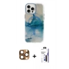MARSİLYAN™- iPhone 16 Pro Max Kılıf Ufuk Doku Prime - Siyah Bilvis 3X AR Hayalet Cam Ekran Koruyucu + Pers Alüminyum Kamera Lens - CLTM