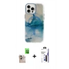 MARSİLYAN™- iPhone 16 Pro Max Kılıf Ufuk Doku Prime - Siyah Bilvis 3X AR Hayalet Cam Ekran Koruyucu + Raze Metal Kamera Lens - NLGY