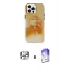 MARSİLYAN™- iPhone 16 Pro Max Kılıf Ufuk Doku Prime - Siyah Bilvis 5in1 3D Magic Cam Ekran Koruyucu + Pers Alüminyum Kamera Lens - GI