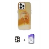 MARSİLYAN™- iPhone 16 Pro Max Kılıf Ufuk Doku Prime - Siyah Bilvis 5in1 3D Magic Cam Ekran Koruyucu + PVD Metal Kamera Lens - GD