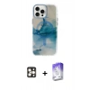 MARSİLYAN™- iPhone 16 Pro Max Kılıf Ufuk Doku Prime - Siyah Bilvis 5in1 3D Magic Cam Ekran Koruyucu + PVD Metal Kamera Lens - GD