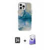 MARSİLYAN™- iPhone 16 Pro Max Kılıf Ufuk Doku Prime - Siyah Bilvis 5in1 5D Magic Hayalet Cam Ekran Koruyucu + Siyah PVD Metal Kamera Lens