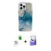 MARSİLYAN™- iPhone 16 Pro Max Kılıf Ufuk Doku Prime - Siyah Bilvis 5in1 5D Magic Hayalet Cam Ekran Koruyucu + Raze Metal Kamera Lens - BZ