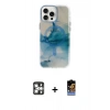 MARSİLYAN™- iPhone 16 Pro Max Kılıf Ufuk Doku Prime - Siyah Buffer Hayalet Cam Ekran Koruyucu + Gümüş PVD Metal Kamera Lens