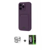 MARSİLYAN™- iPhone 16 Pro Max Kılıf Vadi Çizgi Prime - Şeffaf 360 Full Body Arka Koruyucu + Pers Alüminyum Kamera Lens - GS