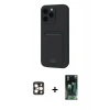 MARSİLYAN™- iPhone 16 Pro Max Kılıf Vadi Çizgi Prime - Siyah 360 Mat Full Body Arka Koruyucu + Gold PVD Metal Kamera Lens