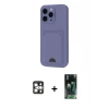 MARSİLYAN™- iPhone 16 Pro Max Kılıf Vadi Çizgi Prime - Siyah 360 Mat Full Body Arka Koruyucu + Gümüş PVD Metal Kamera Lens