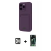 MARSİLYAN™- iPhone 16 Pro Max Kılıf Vadi Çizgi Prime - Siyah 360 Mat Full Body Arka Koruyucu + Gümüş PVD Metal Kamera Lens