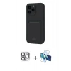 MARSİLYAN™- iPhone 16 Pro Max Kılıf Vadi Çizgi Prime - Siyah 3D Antistatik Cam Ekran Koruyucu + Pers Alüminyum Kamera Lens - GI