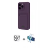 MARSİLYAN™- iPhone 16 Pro Max Kılıf Vadi Çizgi Prime - Siyah 3D Antistatik Cam Ekran Koruyucu + Pers Alüminyum Kamera Lens - GS