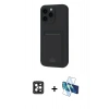 MARSİLYAN™- iPhone 16 Pro Max Kılıf Vadi Çizgi Prime - Siyah 3D Antistatik Cam Ekran Koruyucu + PVD Metal Kamera Lens - SH