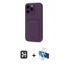 MARSİLYAN™- iPhone 16 Pro Max Kılıf Vadi Çizgi Prime - Siyah 3D Antistatik Cam Ekran Koruyucu + PVD Metal Kamera Lens - SH