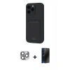 MARSİLYAN™- iPhone 16 Pro Max Kılıf Vadi Çizgi Prime - Siyah 3D Antistatik Hayalet Cam Ekran Koruyucu + Pers Alüminyum Kamera Lens - GI