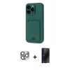 MARSİLYAN™- iPhone 16 Pro Max Kılıf Vadi Çizgi Prime - Siyah 3D Antistatik Hayalet Cam Ekran Koruyucu + Pers Alüminyum Kamera Lens - GI