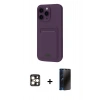 MARSİLYAN™- iPhone 16 Pro Max Kılıf Vadi Çizgi Prime - Siyah 3D Antistatik Hayalet Cam Ekran Koruyucu + PVD Metal Kamera Lens - GD