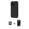 MARSİLYAN™- iPhone 16 Pro Max Kılıf Vadi Çizgi Prime - Siyah 3D Antistatik Hayalet Cam Ekran Koruyucu + PVD Metal Kamera Lens - SH