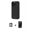 MARSİLYAN™- iPhone 16 Pro Max Kılıf Vadi Çizgi Prime - Siyah 3D Antistatik Hayalet Cam Ekran Koruyucu + PVD Metal Kamera Lens - GS