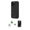 MARSİLYAN™- iPhone 16 Pro Max Kılıf Vadi Çizgi Prime - Siyah 3D Antistatik Hayalet Cam Ekran Koruyucu + Raze Metal Kamera Lens - BZ
