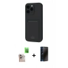 MARSİLYAN™- iPhone 16 Pro Max Kılıf Vadi Çizgi Prime - Siyah 3D Antistatik Hayalet Cam Ekran Koruyucu + Raze Metal Kamera Lens - NLGY