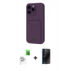 MARSİLYAN™- iPhone 16 Pro Max Kılıf Vadi Çizgi Prime - Siyah 3D Antistatik Hayalet Cam Ekran Koruyucu + Raze Metal Kamera Lens - BZ
