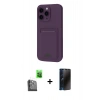MARSİLYAN™- iPhone 16 Pro Max Kılıf Vadi Çizgi Prime - Siyah 3D Antistatik Hayalet Cam Ekran Koruyucu + Raze Metal Kamera Lens - SH