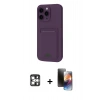 MARSİLYAN™- iPhone 16 Pro Max Kılıf Vadi Çizgi Prime - Siyah 3D Antistatik Mat Seramik Nano Ekran Koruyucu + Gümüş PVD Metal Kamera Lens