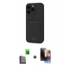 MARSİLYAN™- iPhone 16 Pro Max Kılıf Vadi Çizgi Prime - Siyah 3D Antistatik Mat Seramik Nano Ekran Koruyucu + Siyah Raze Metal Kamera Lens
