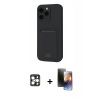 MARSİLYAN™- iPhone 16 Pro Max Kılıf Vadi Çizgi Prime - Siyah 3D Antistatik Mat Seramik Nano Ekran Koruyucu + PVD Metal Kamera Lens - GD