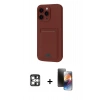 MARSİLYAN™- iPhone 16 Pro Max Kılıf Vadi Çizgi Prime - Siyah 3D Antistatik Mat Seramik Nano Ekran Koruyucu + Gümüş PVD Metal Kamera Lens
