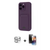 MARSİLYAN™- iPhone 16 Pro Max Kılıf Vadi Çizgi Prime - Siyah 3D Antistatik Mat Seramik Nano Ekran Koruyucu + Gümüş Pers Alüminyum Kamera Lens