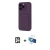 MARSİLYAN™- iPhone 16 Pro Max Kılıf Vadi Çizgi Prime - Siyah 3D Antistatik Seramik Nano Ekran Koruyucu + Gümüş PVD Metal Kamera Lens